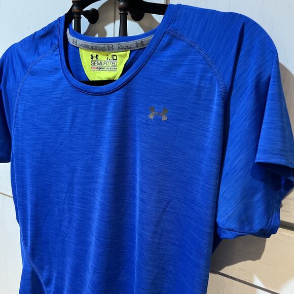 UnderArmor Headgear Blue SemiFitted Polyester Spandex Short Sleeve Size Medium - Picture 2 of 10